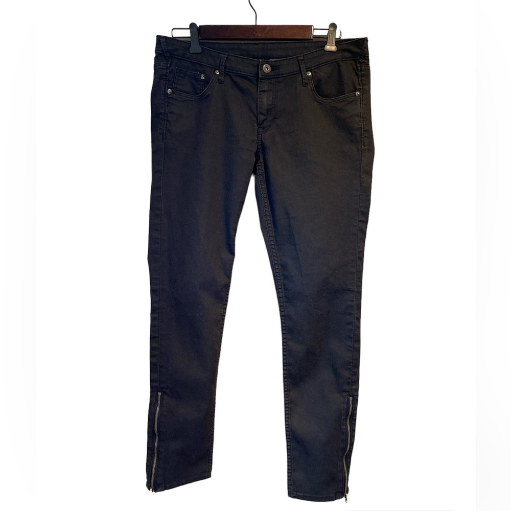 & Denim Black Skinny Ankle Crop Zipper Jeans H&M